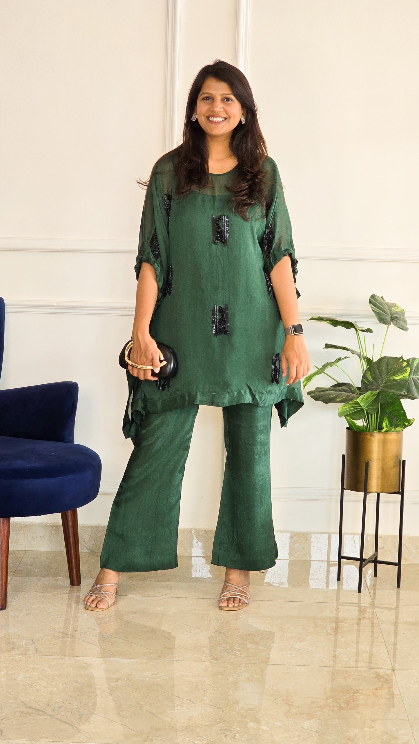 Green Indo Set with Black Embelllishments
