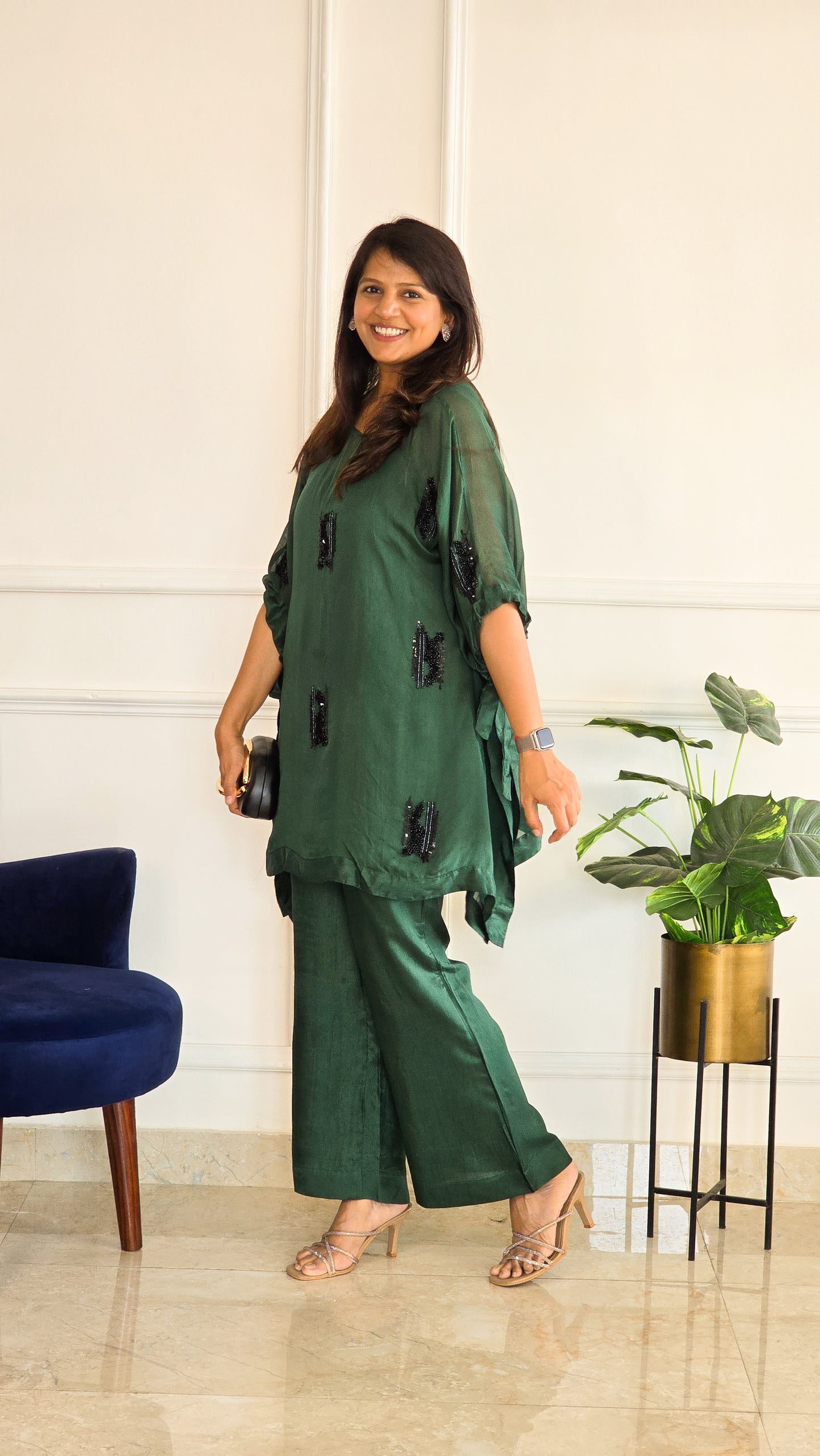 Green Indo Set with Black Embelllishments