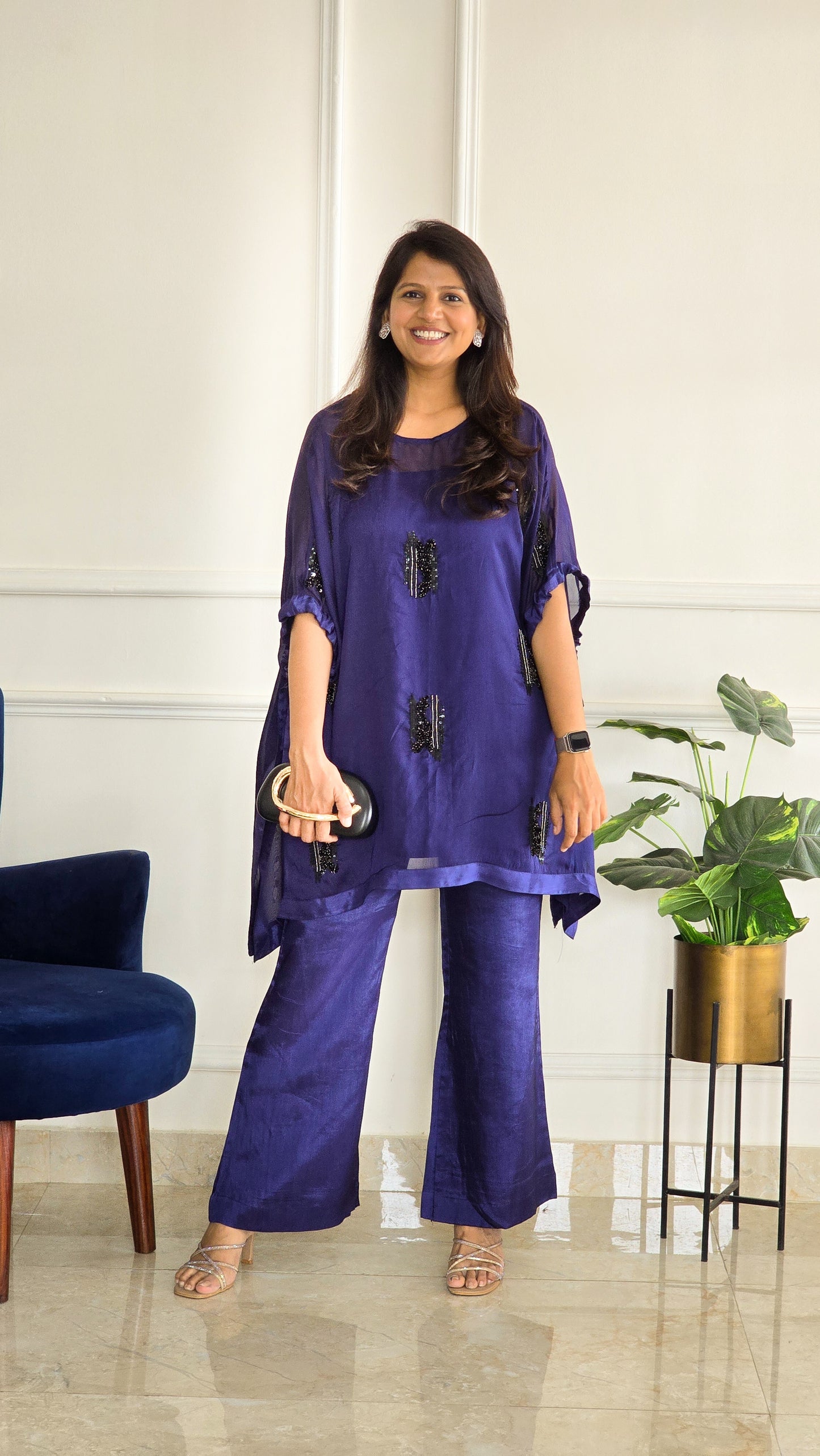 Blue Indo Set with Black Embelllishments