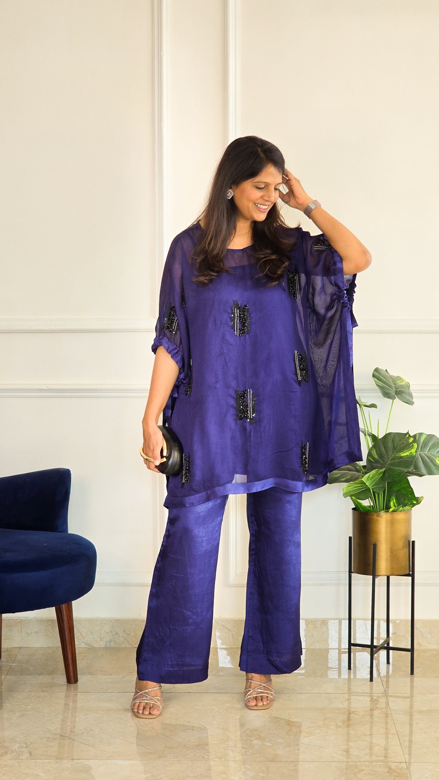 Blue Indo Set with Black Embelllishments