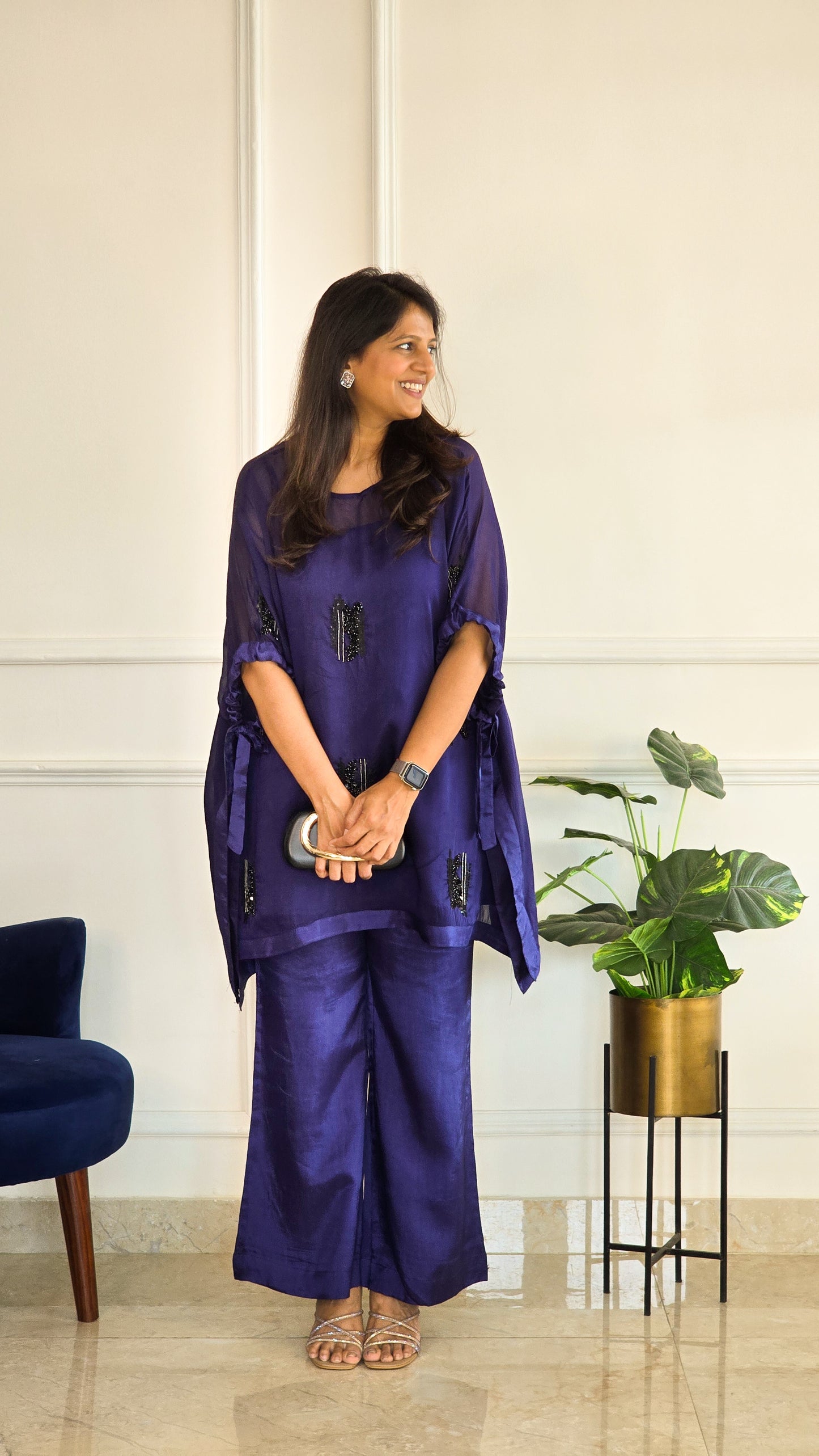 Blue Indo Set with Black Embelllishments