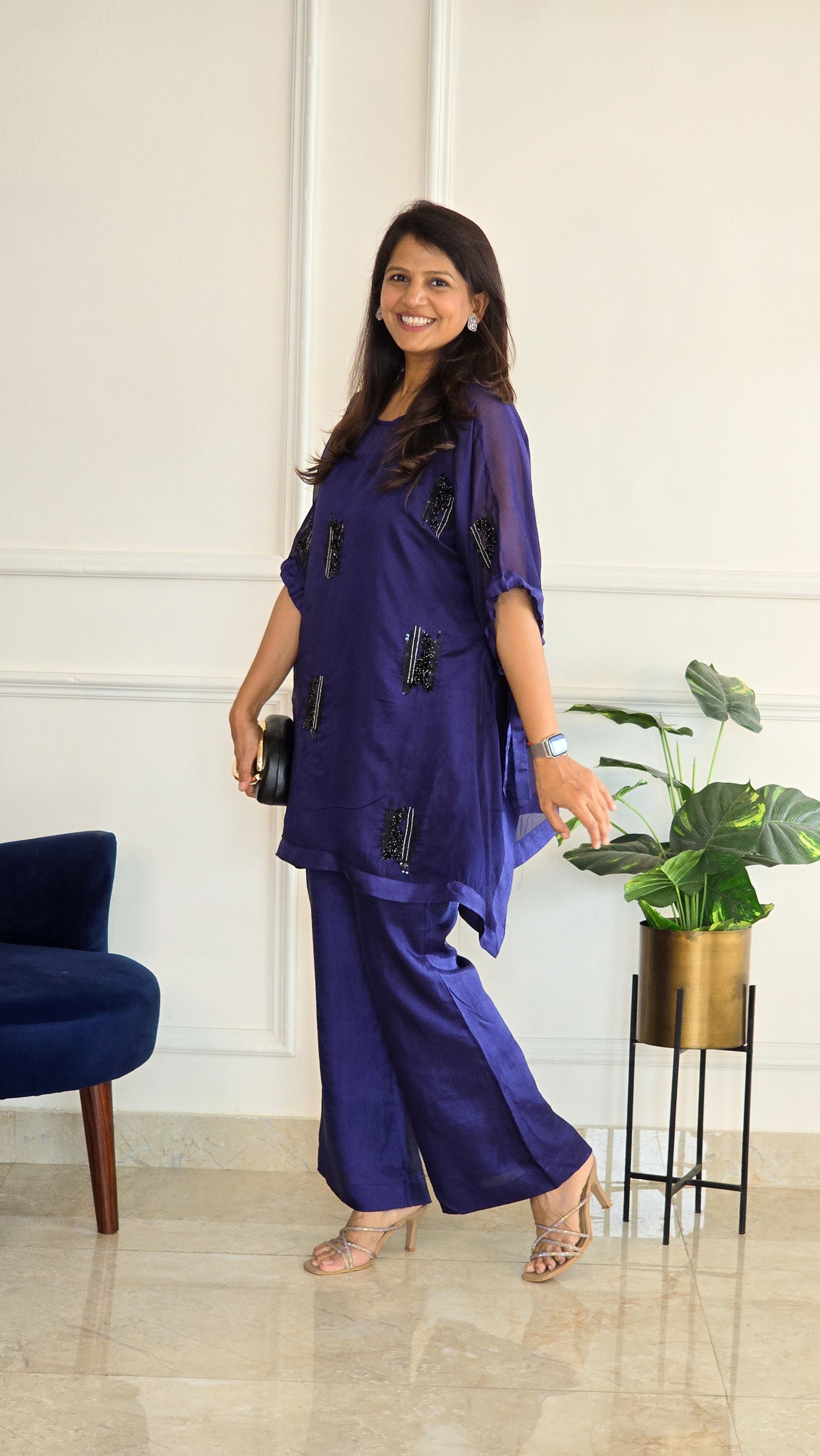 Blue Indo Set with Black Embelllishments
