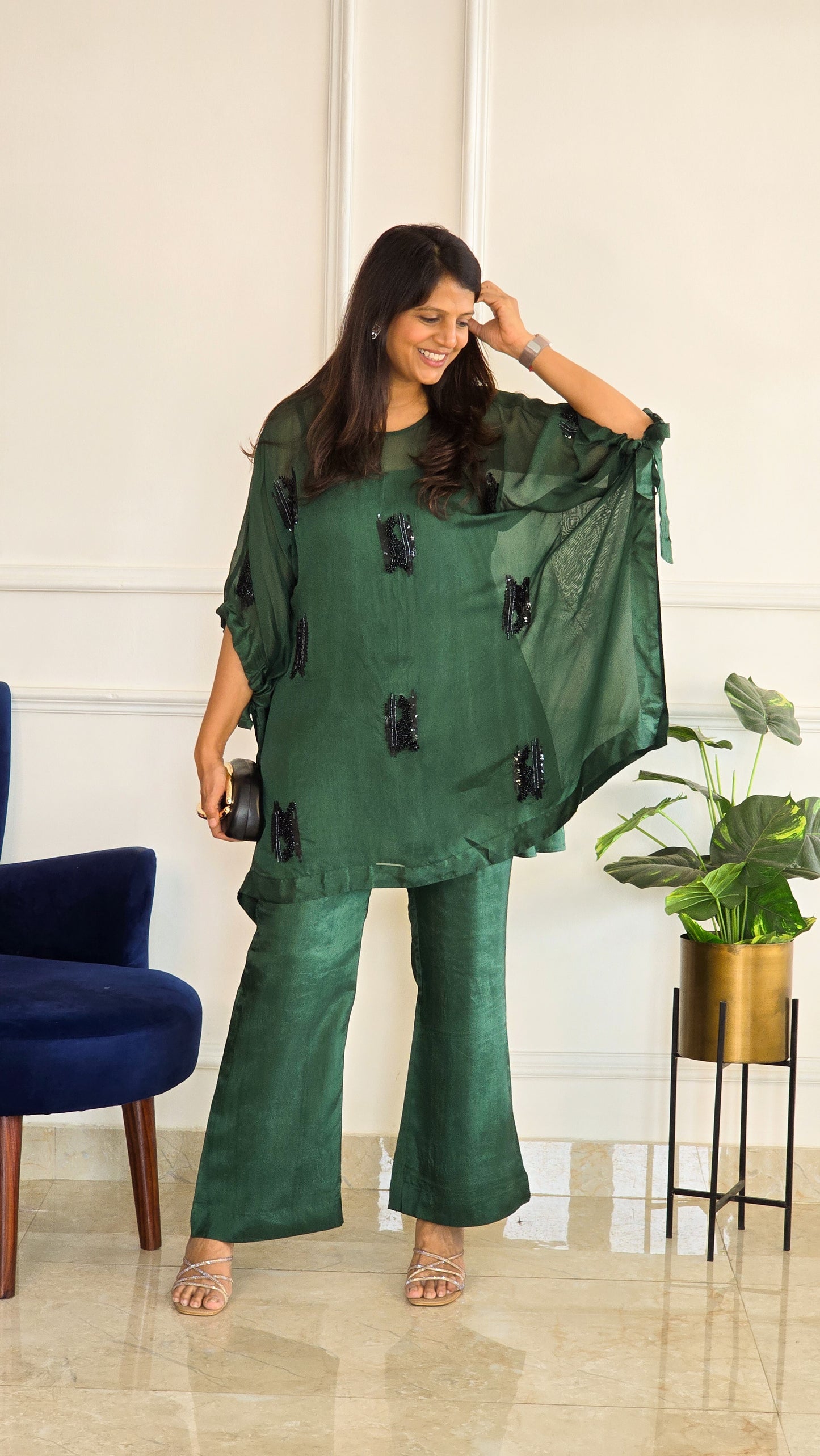 Green Indo Set with Black Embelllishments