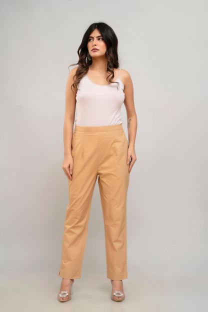Beige Cotton Pants