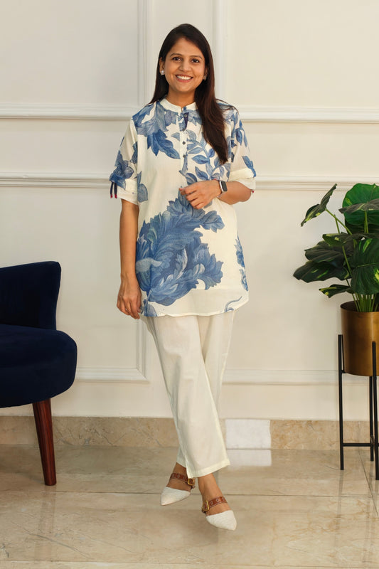 Blue And White Floral Co ord Set