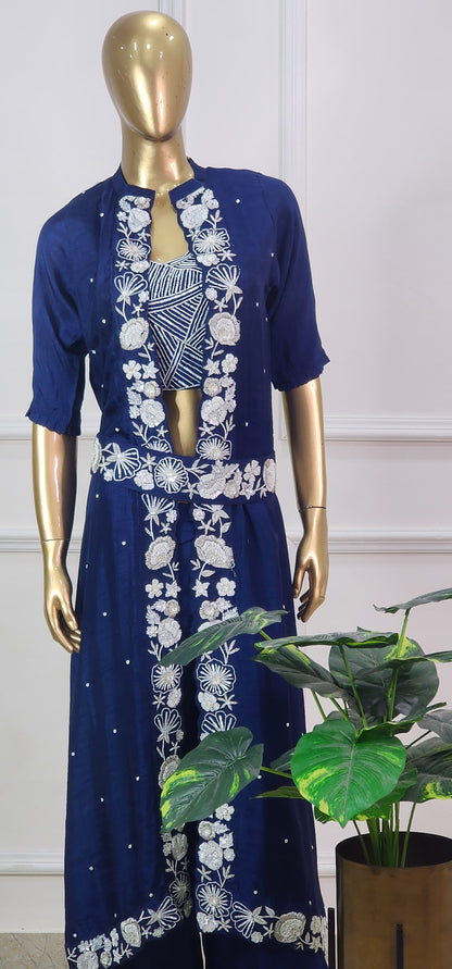 Navy Blue Indo Western Set