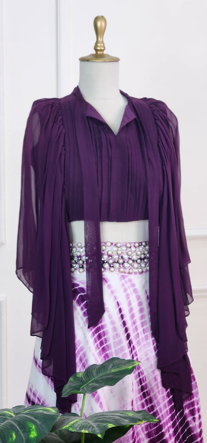 Purple Top with Tie Dye Lehenga