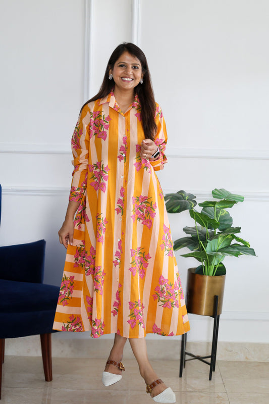 Orange Floral Stripe Tunic