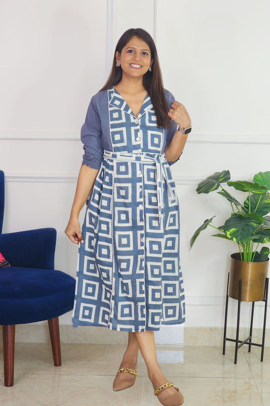 Grey Geometrical print Tunic