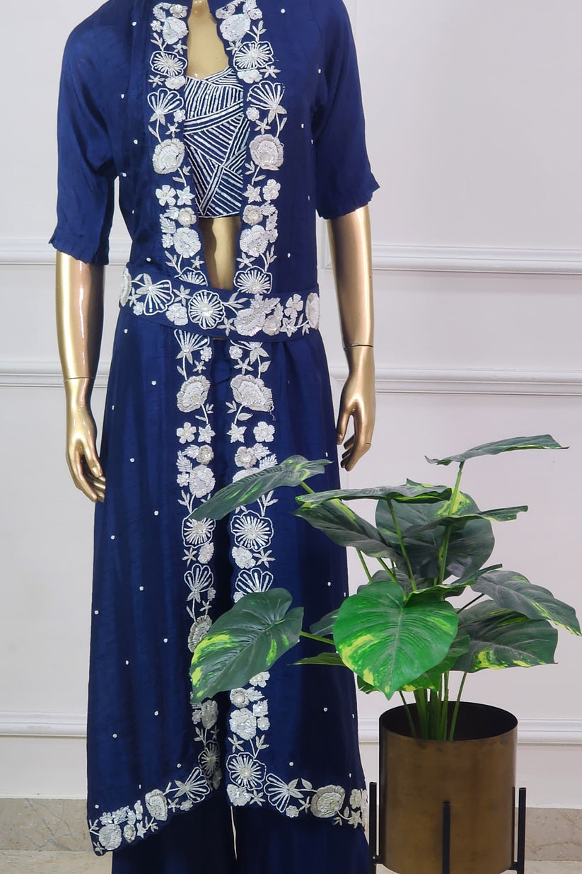 Navy Blue Indo Western Set | PinkTree by Shrutika – pinktreebyshrutika