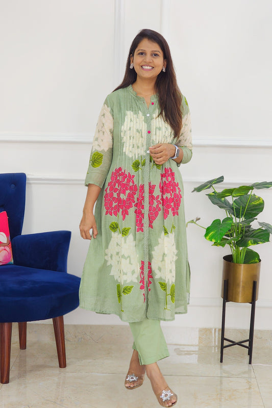 Pista Bloom Kurta Set