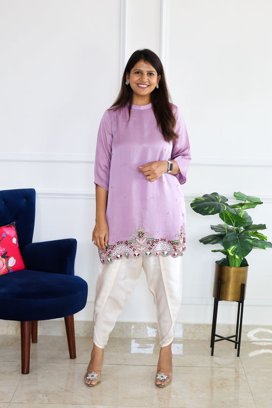 Lilac Embroidered Top and Tulip Pants