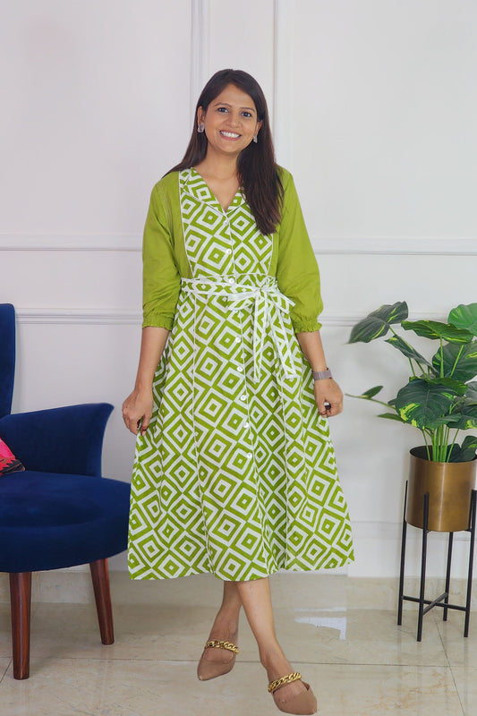 Green Geometrical print Tunic