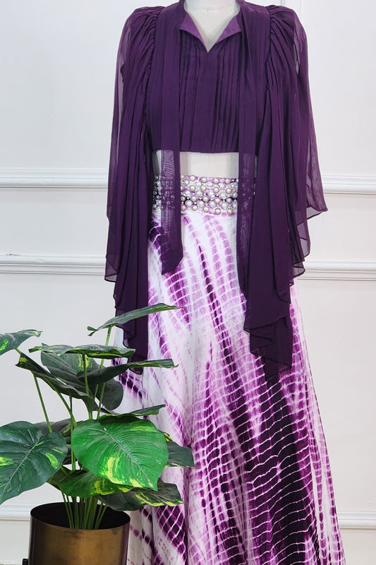 Purple Top with Tie Dye Lehenga
