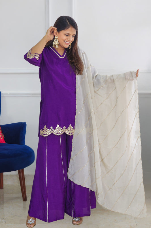 Purple Kurta and Palazzo Set