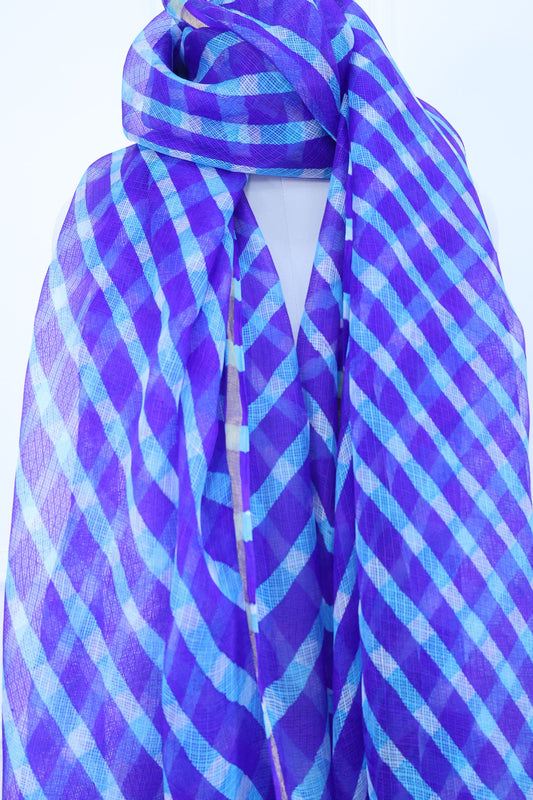 Blue Pure Doriya Silk Leheriya Dupatta