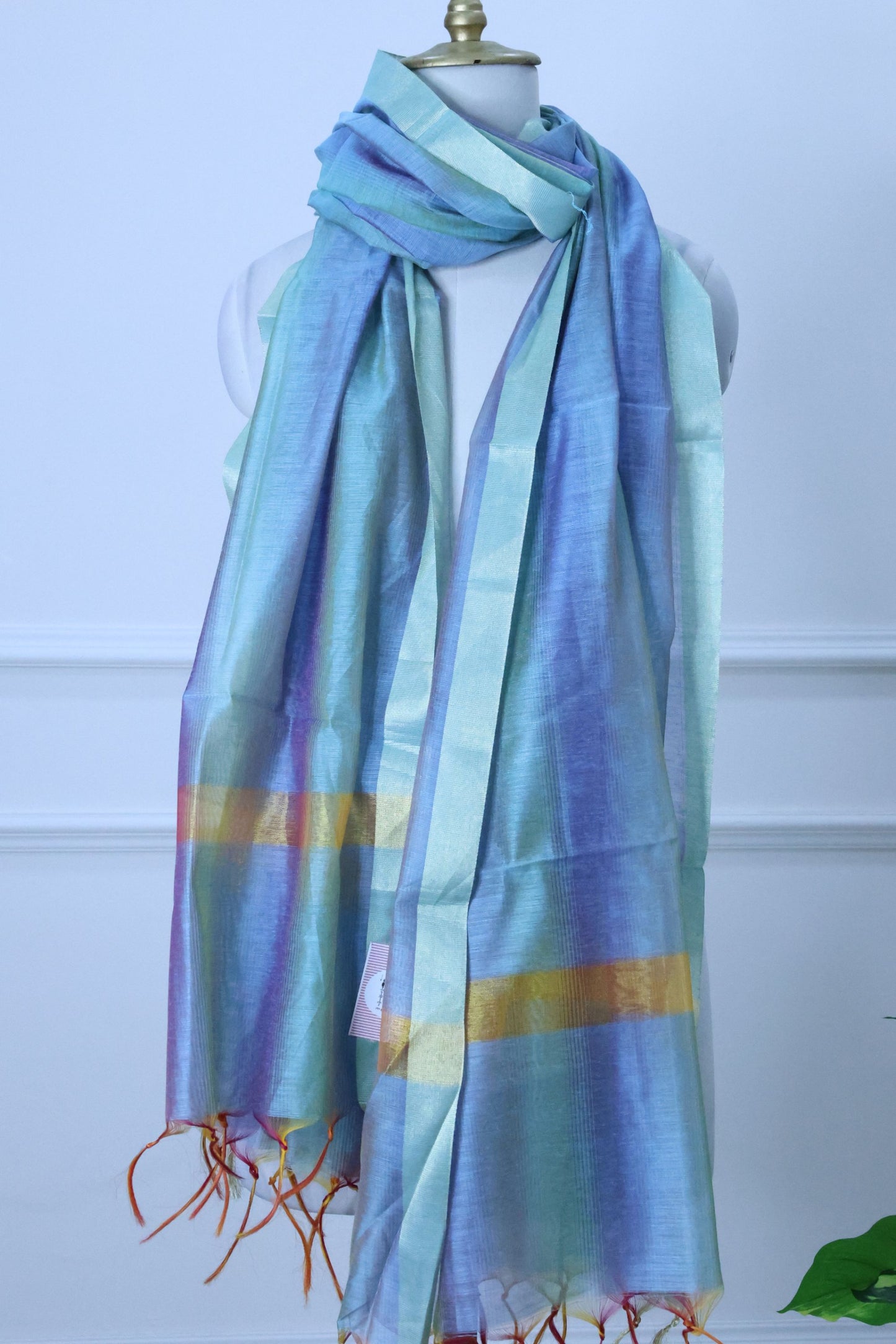 Blue Plain Shaded Dupatta Silk