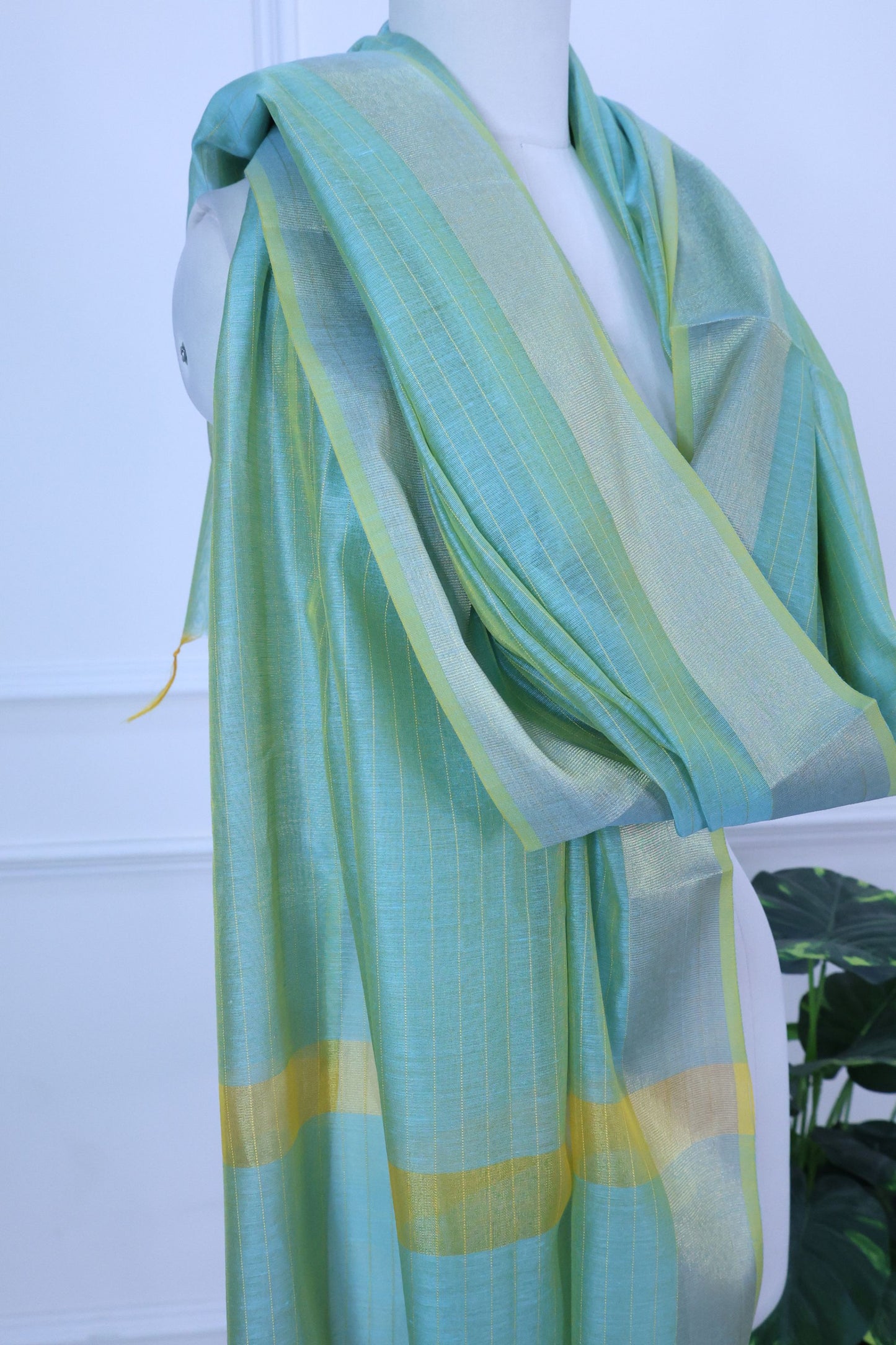 Turquoise Silk Dupatta